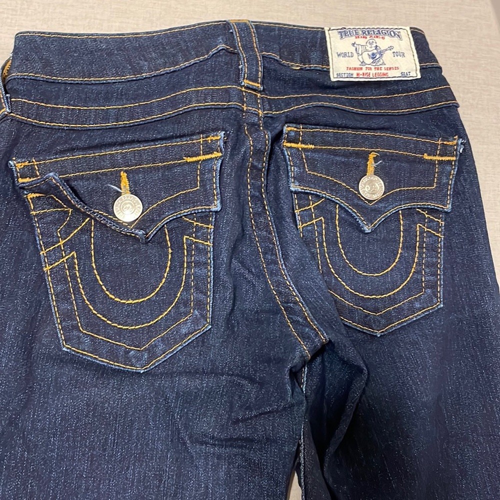 True religion dark wash skinny jeans 25